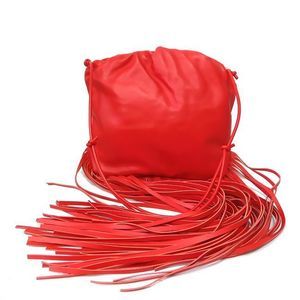 Bottega Veneta The Fringe Pouch Clutch Bag Red